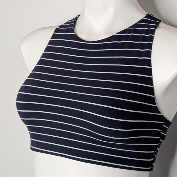 Athleta Blue High Neck Racerback Sports Bra S - Picture 2 of 8